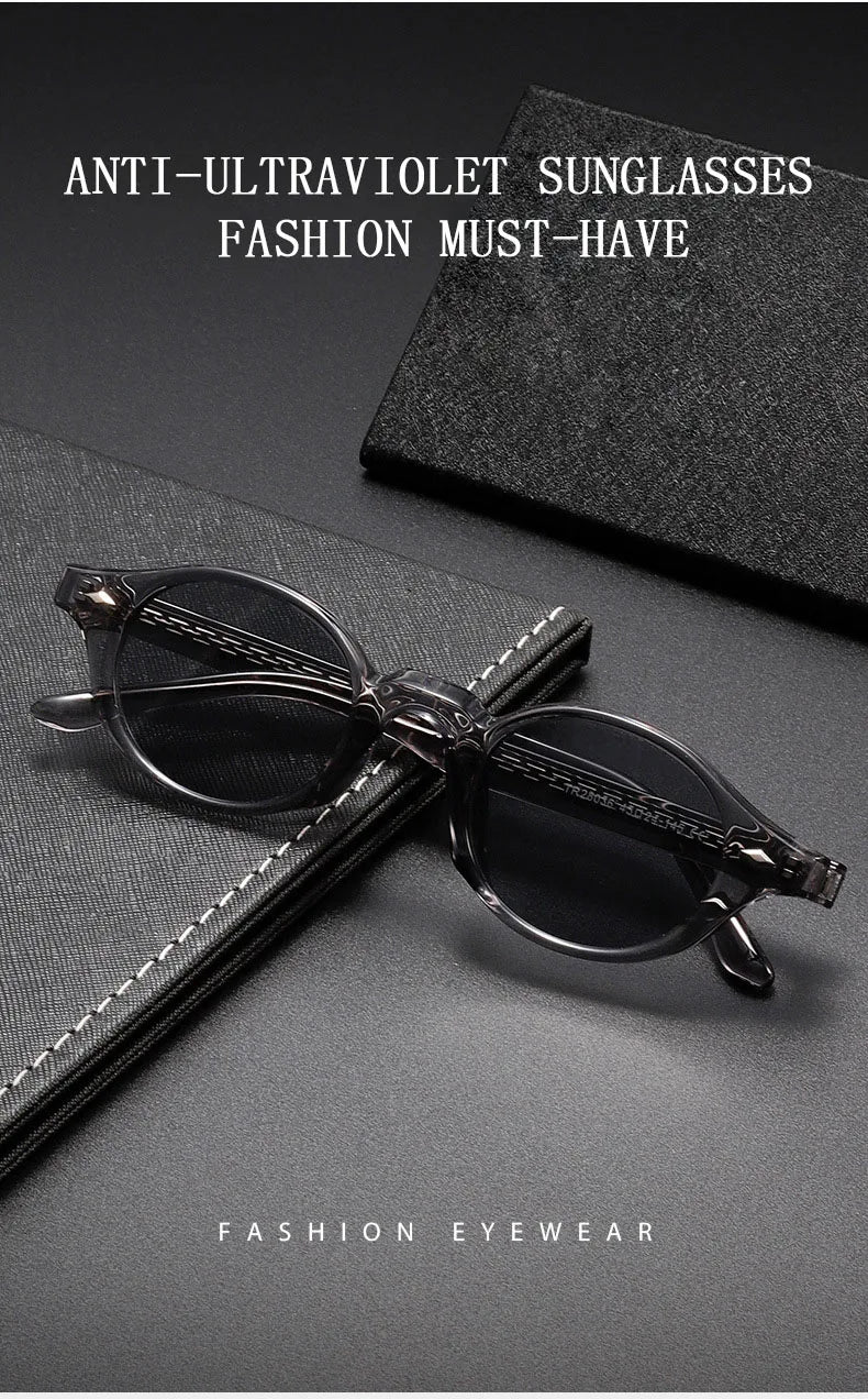 Vintage Oval Acetate Sunglasses With UV400 Protection