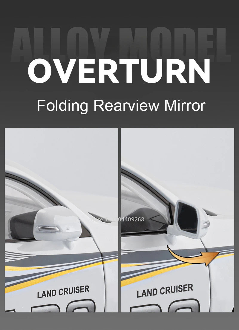 1:18 Large Size Prado SUV Model Toy Car Doors Opened Metal Diecast Shock Absorption Music Light Vehicles Models Birthday Gifts