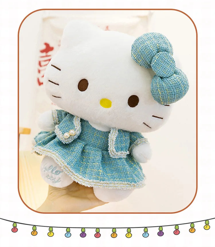 Sanrio Kawaii Hello Kitty Stuffed Doll Cute Princess Style KT Cat Plush Toy Anime Cartoon Kitten Doll for Kids Birthday Gift