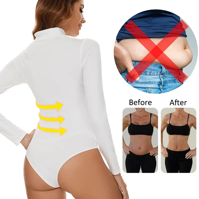 High Collar Shapewear Bodysuit for Women – Tummy Control Slimming Corset