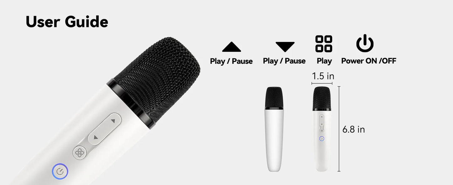 Tesla Wireless Bluetooth Karaoke Microphone with Case, Rechargeable USB-C Handheld Mic with AUX Receiver for Car & Home Singing