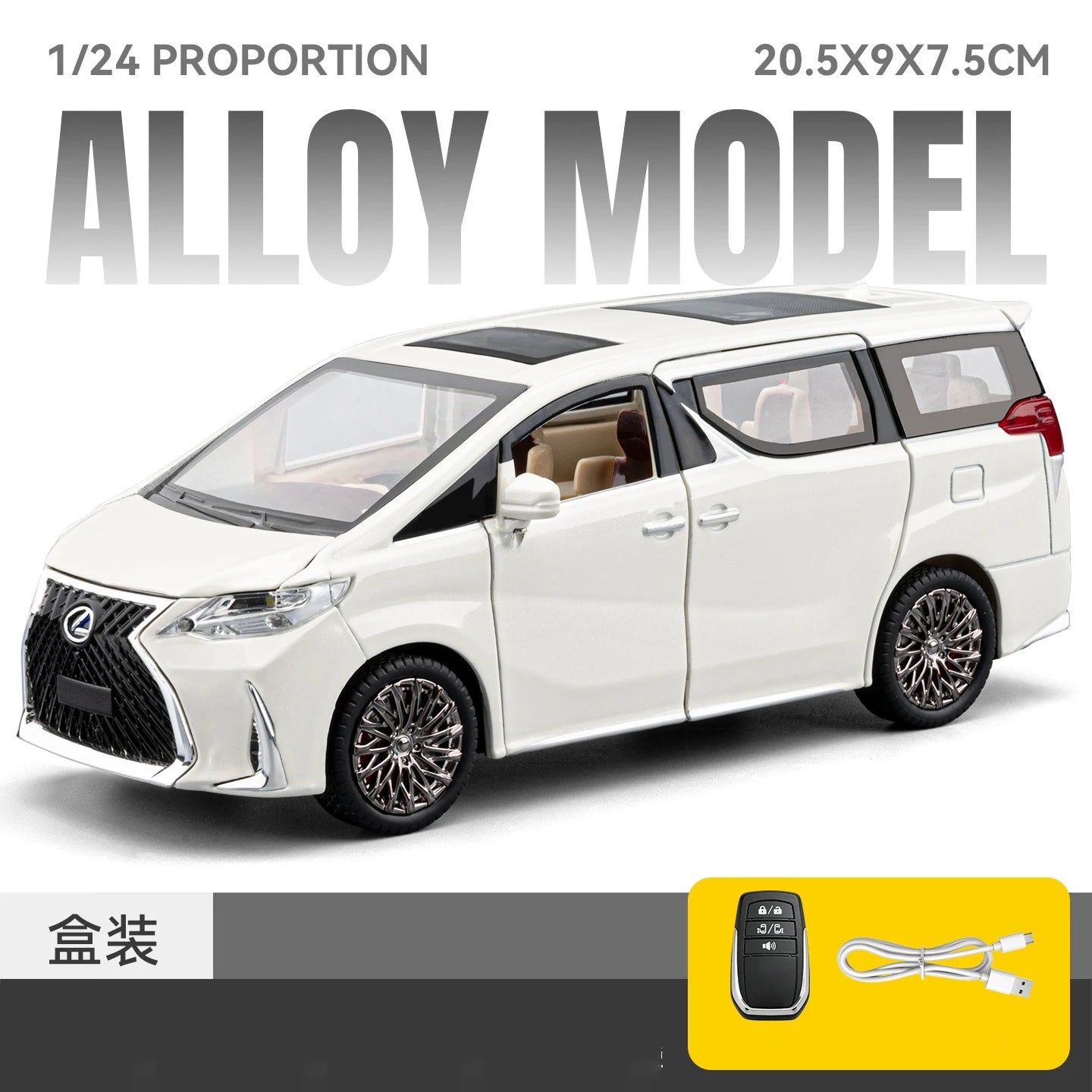 1 24 Scale Alloy MPV Diecast Pull Back Model Car with Sound and Light