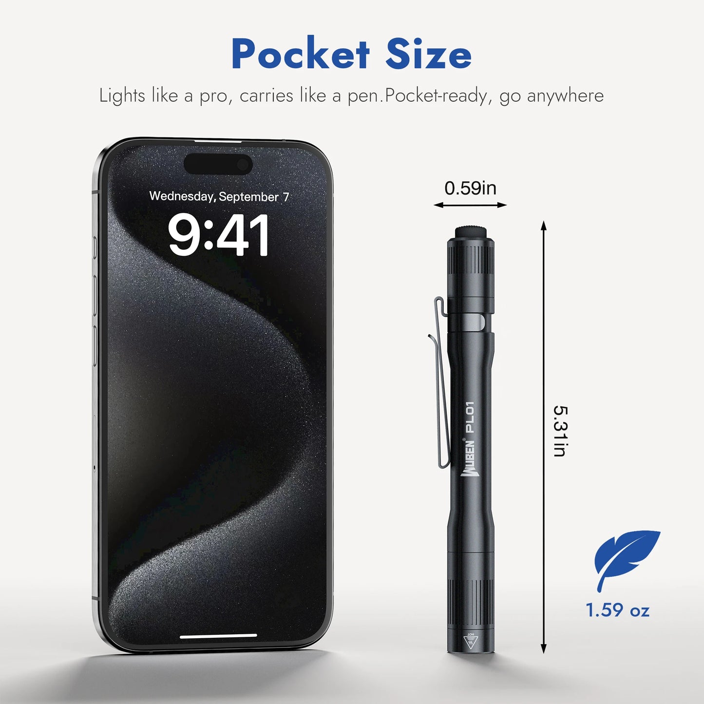 650 Lumen Rechargeable LED Pen Flashlight With USB C Charging