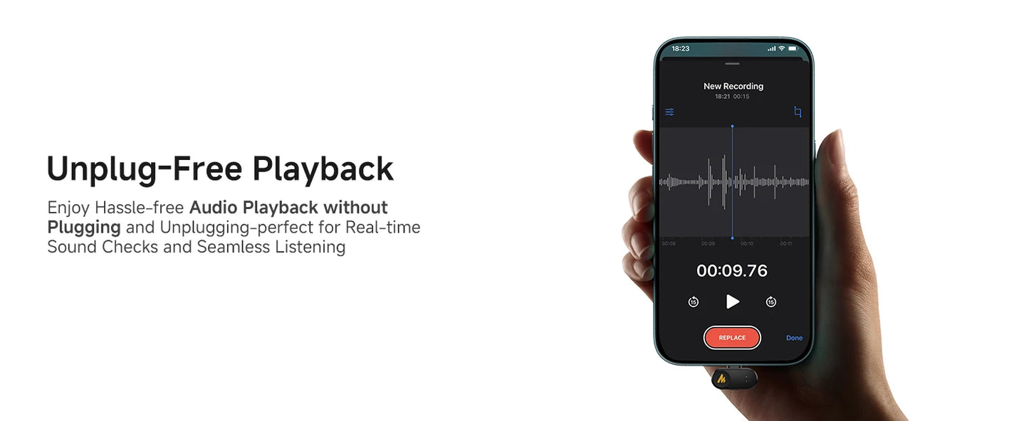 Wireless Lavalier Microphone with AI Noise Cancellation Auto Clipping and App Control