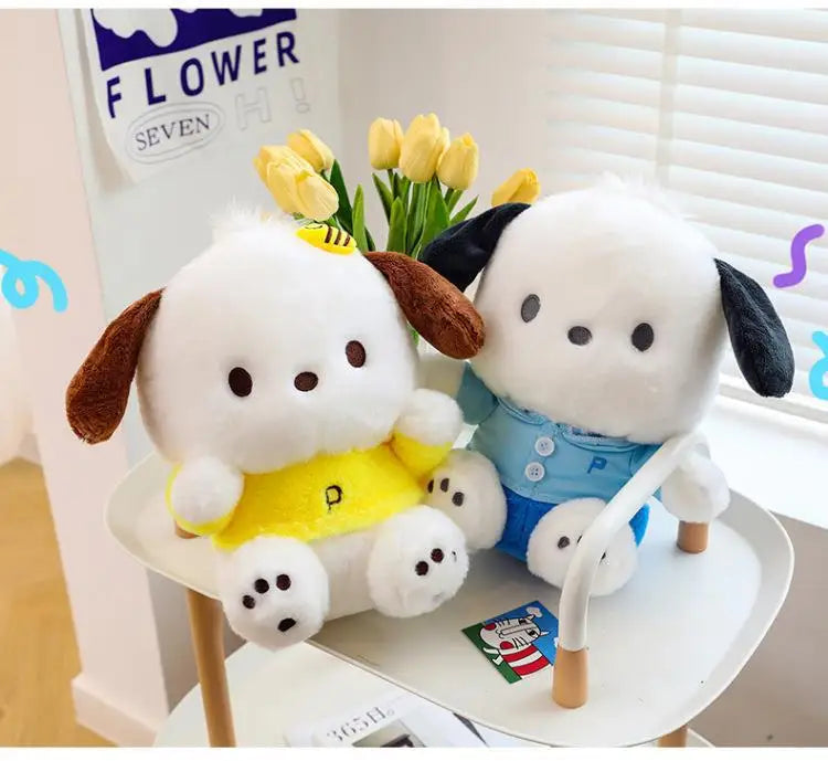 Cartoon Sanrio Pochacco Plush Toy Soft Stuffed Doll Cute Sofa Cushion Bedroom Decoration  Soothing Pillow  Anime Gift