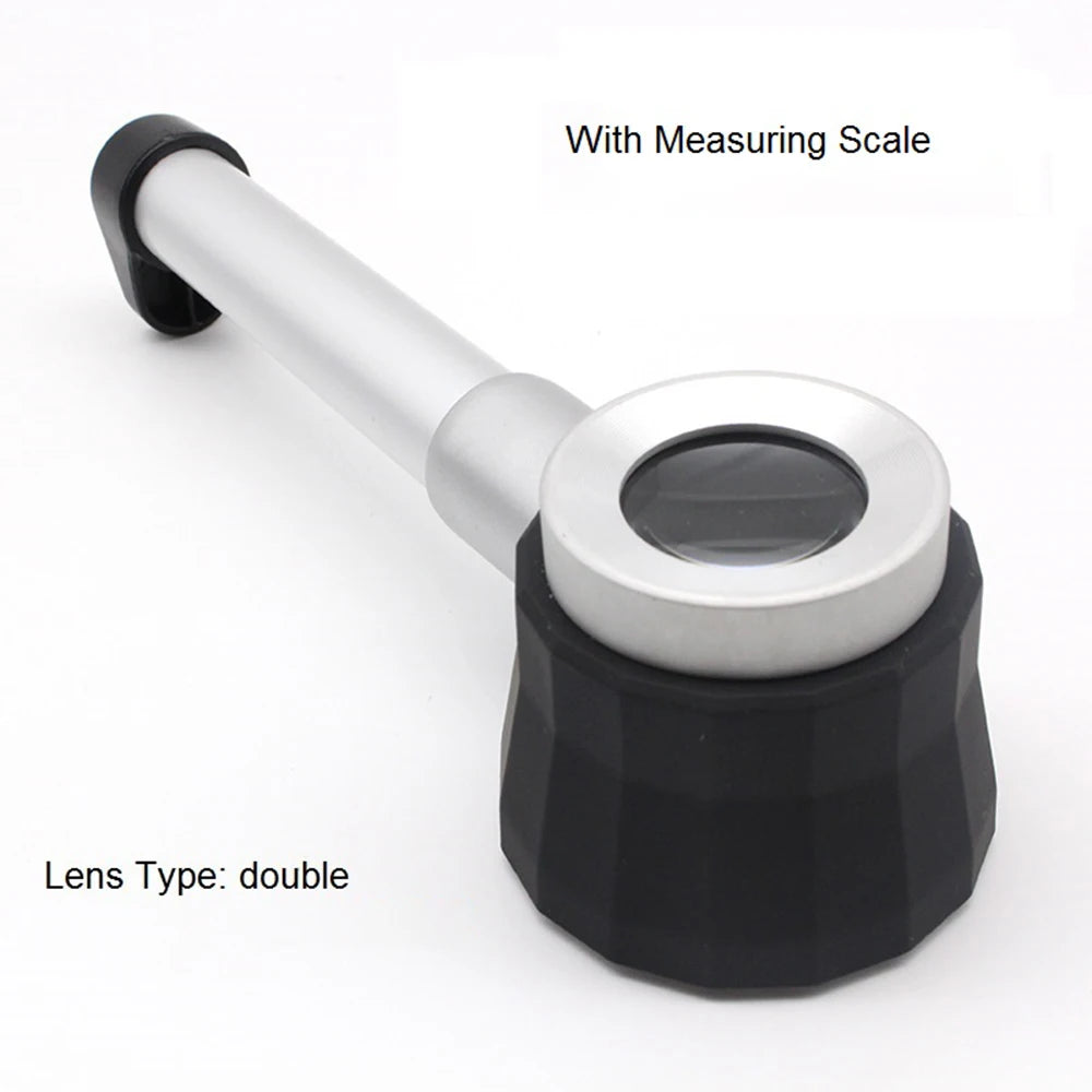 45X LED UV Magnifier Loupe with Scale Metal Handheld