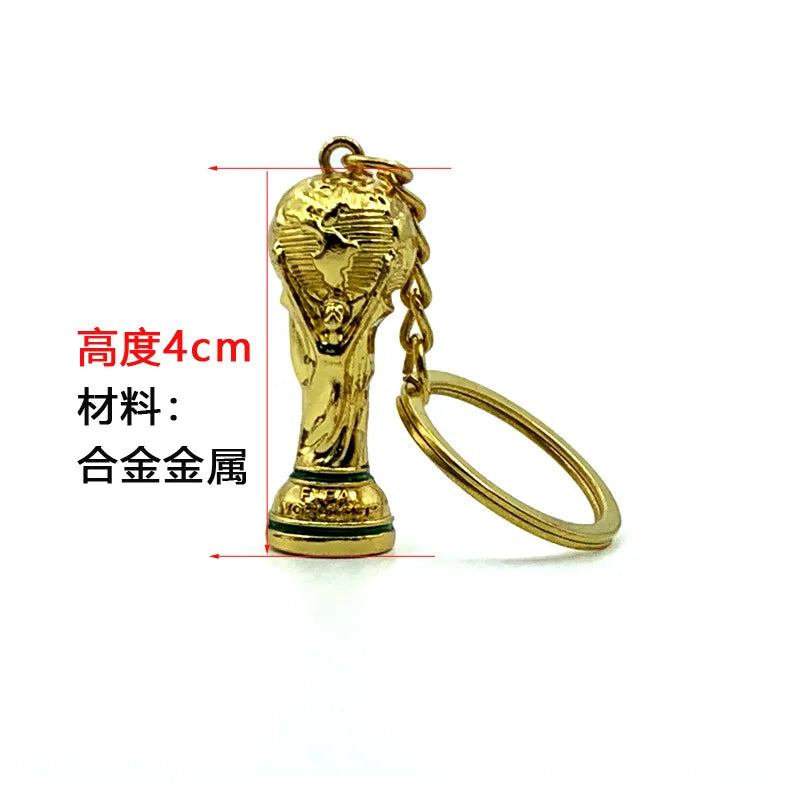 Football Trophy Metal Keychain Soccer Fan Collectible Pendant Gift