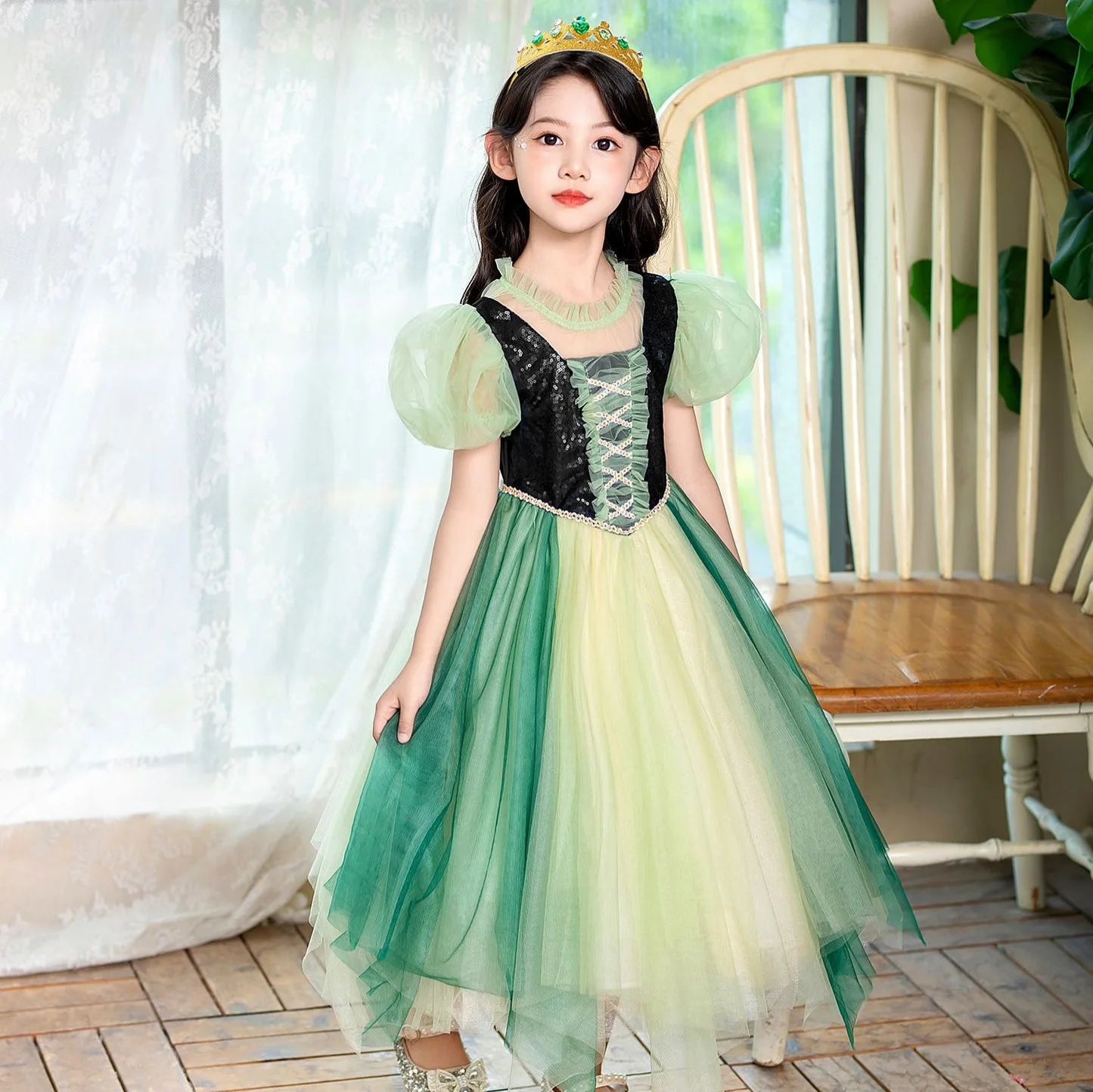 Summer New High-Quality Princess Dress - Girls Asymmetrical Tulle Skirt for Birthday & Children‘s Day