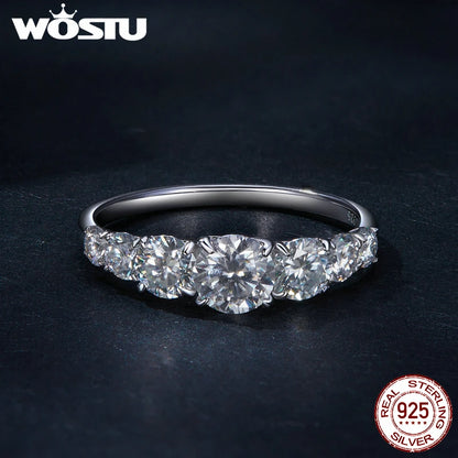 1.4CT D Color Round Moissanite Platinum Plated Flower Wedding Ring Women Lab Diamond Engagement 925 Sterling Silver Ring