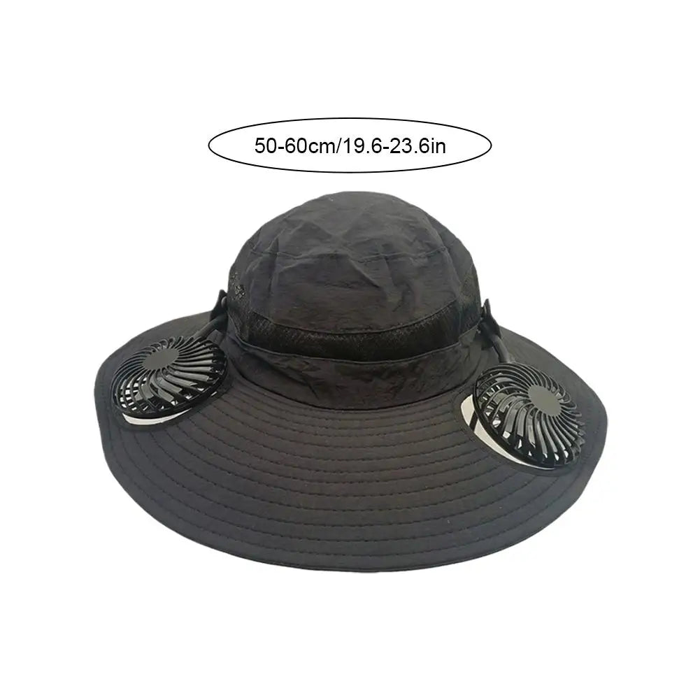 Wide Brim Sun Hat With Dual Fan And USB Charging