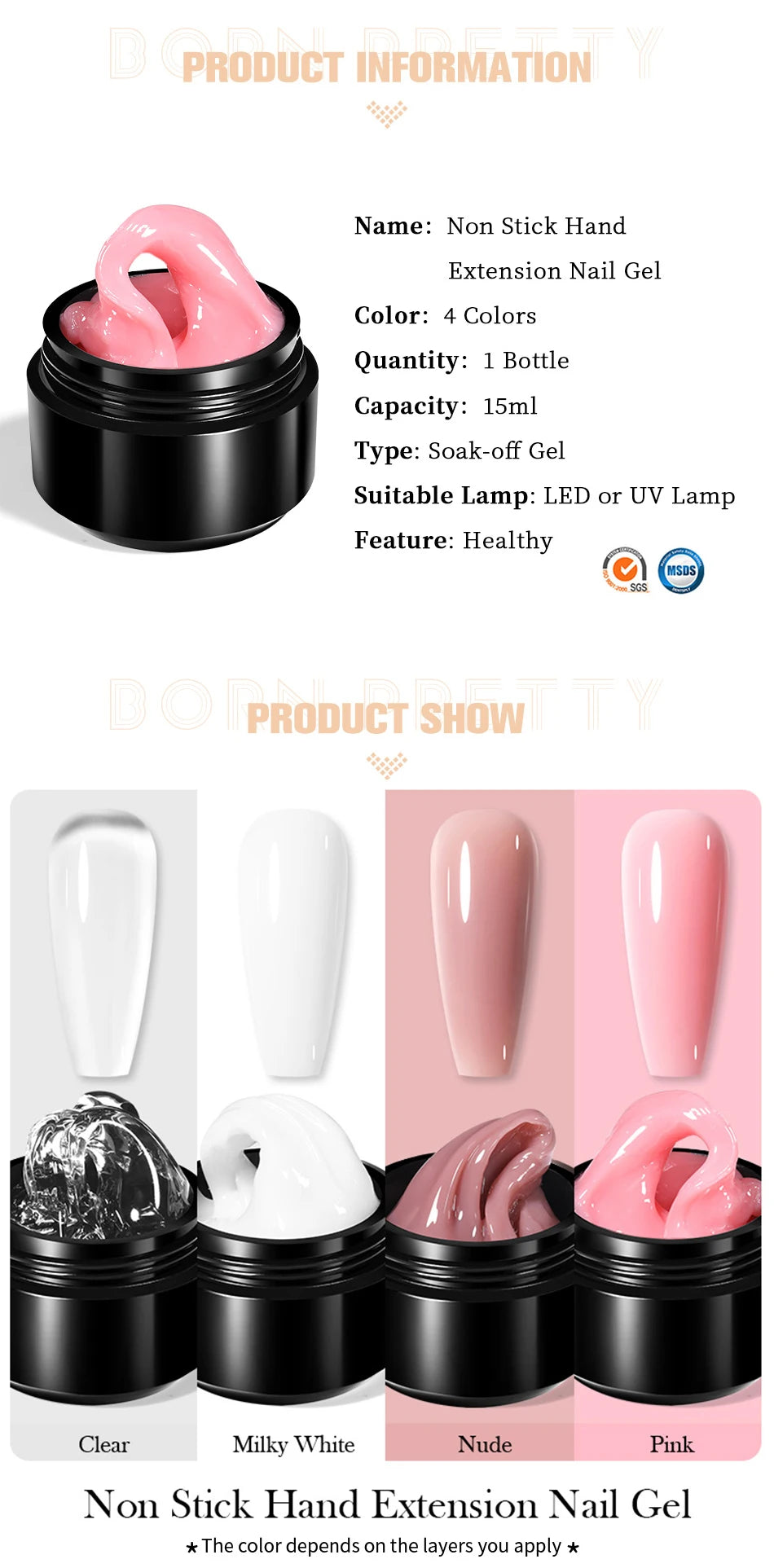 15ml Non Stick Hand Extension Gel Nail Polish Carving Flower Nail Art Shaping Solid Acrylic Nail Gel Varnish