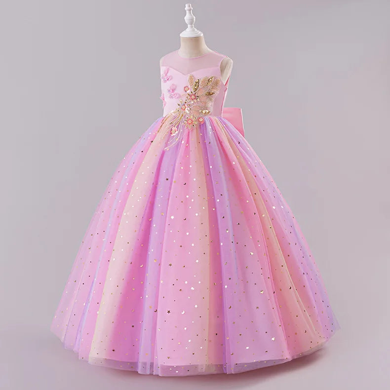 Princess Dress for Girls - Elegant Fluffy Tulle Ball Gown Birthday Party Dress School Performance Costume