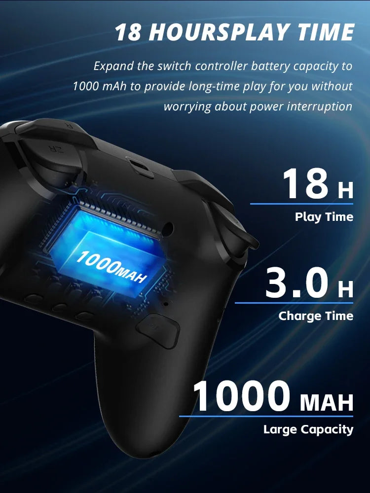 Wireless Pro Controller for Nintendo Switch / Switch Lite / OLED – 1000mAh Battery with Programmable Turbo Function