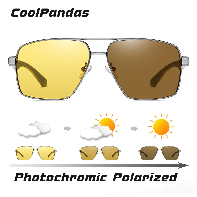 Photochromic Polarized Night Vision Driving Sunglasses UV400 Yellow Lens Goggles for Men Women