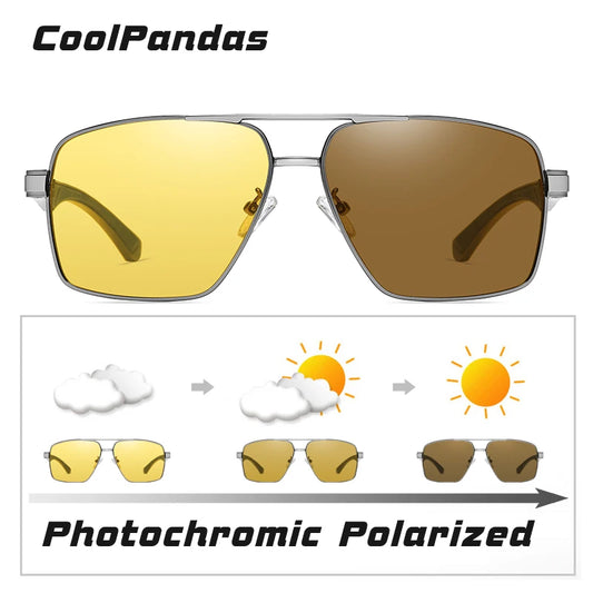 Photochromic Polarized Night Vision Driving Sunglasses UV400 Yellow Lens Goggles for Men Women