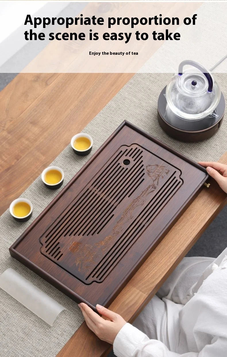Jiangshan Tea Tray Household Small Drain Tea Table Bamboo Tea Tray Kung Fu Tea Set Accessories Tea Sea Dry Brewing Table