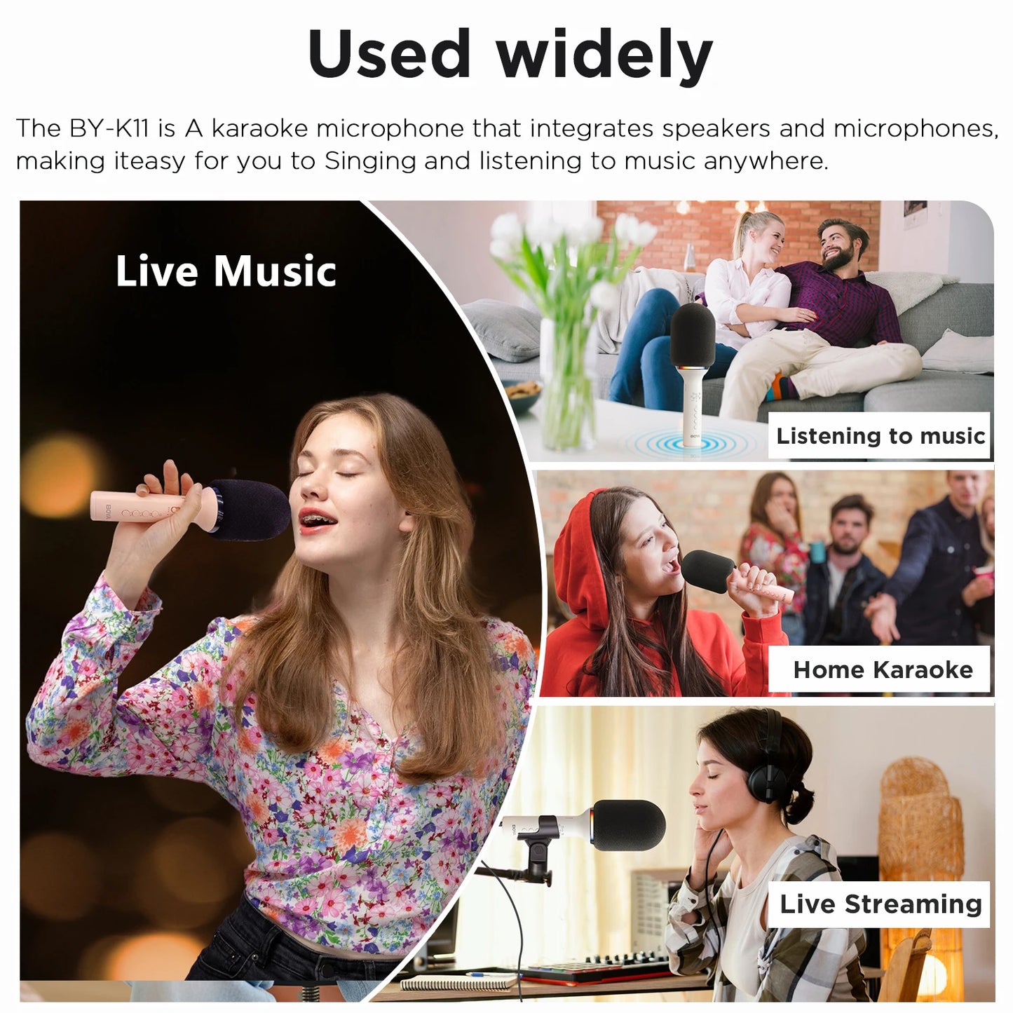 K11 Wireless Bluetooth Karaoke Microphone Portable Handheld Mic Speaker Machine Home Party Birthday Home KTV for Smartphone