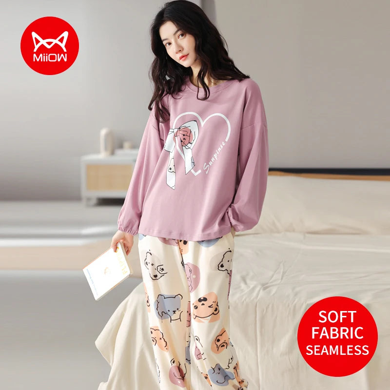 Women’s 2-Piece Pajama Set – Long Sleeve Top & Pants, Loose & Comfortable Winter Loungewear