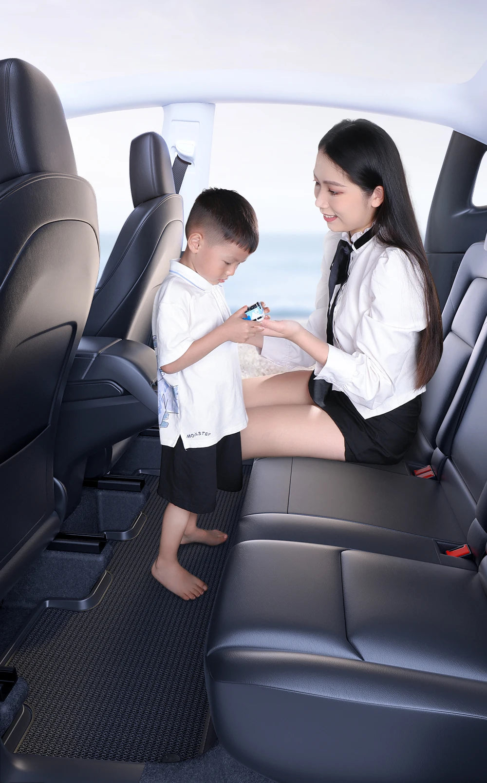 TPE Full Coverage Floor Mats for Tesla Model 3 and Model Y 2021 2024 All Weather Non Slip Protection