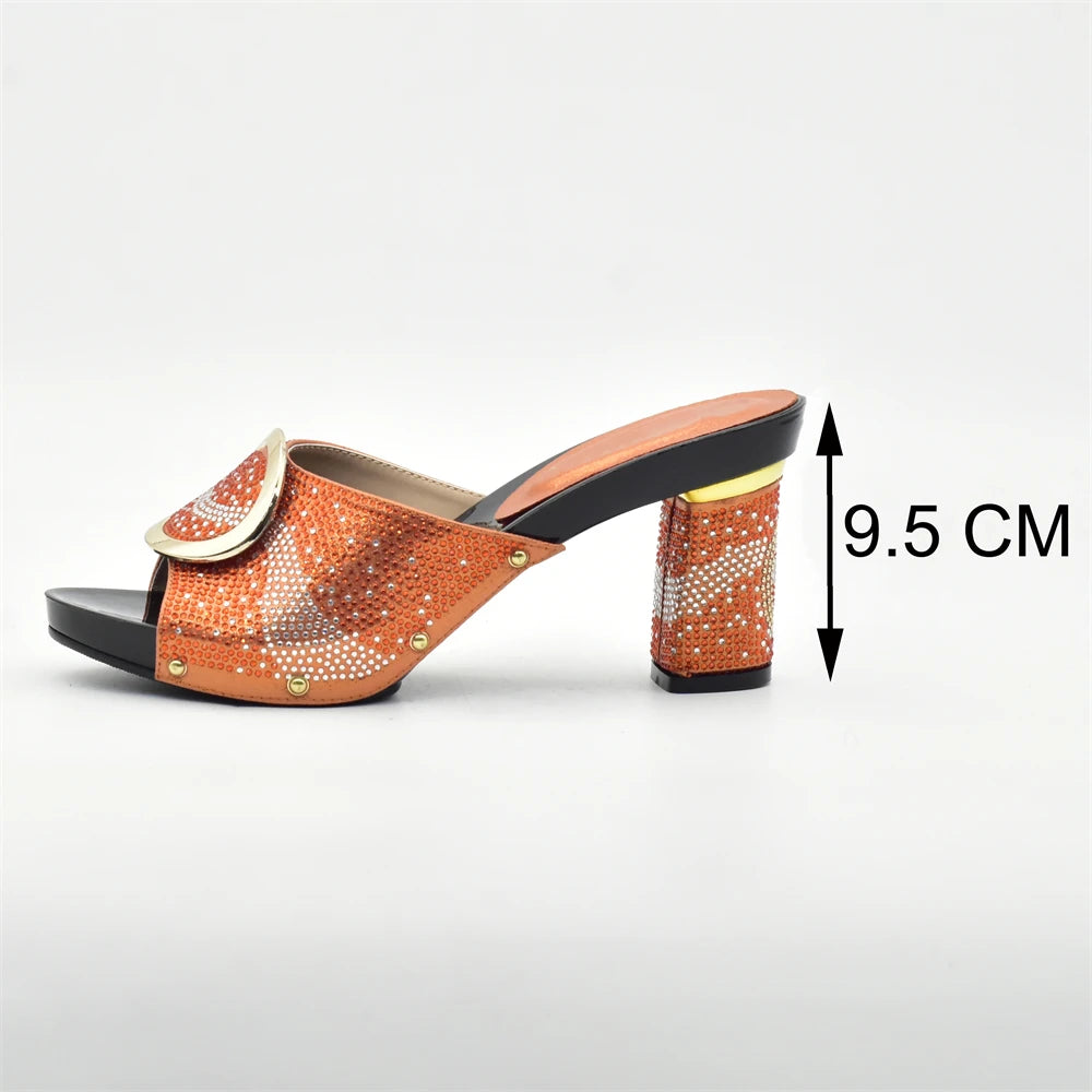 African Shoes and Bag Set for Party In Women Orange Color Italian Matching Shoes and Bag Set African Wedding Shoes and Bags