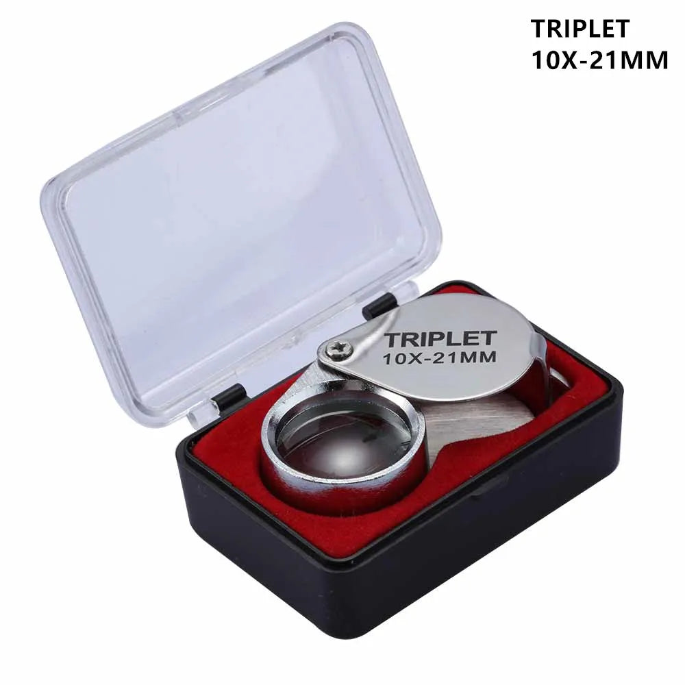 10X 20X 30X Triplet Jewelry Loupe Pocket Magnifier Glass