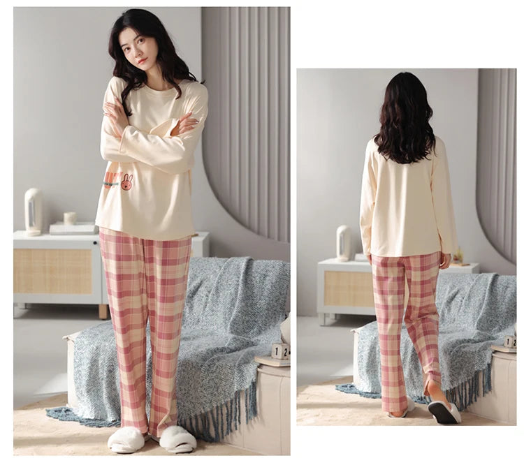 Women’s 2-Piece Pajama Set – Long Sleeve Top & Pants, Loose & Comfortable Winter Loungewear
