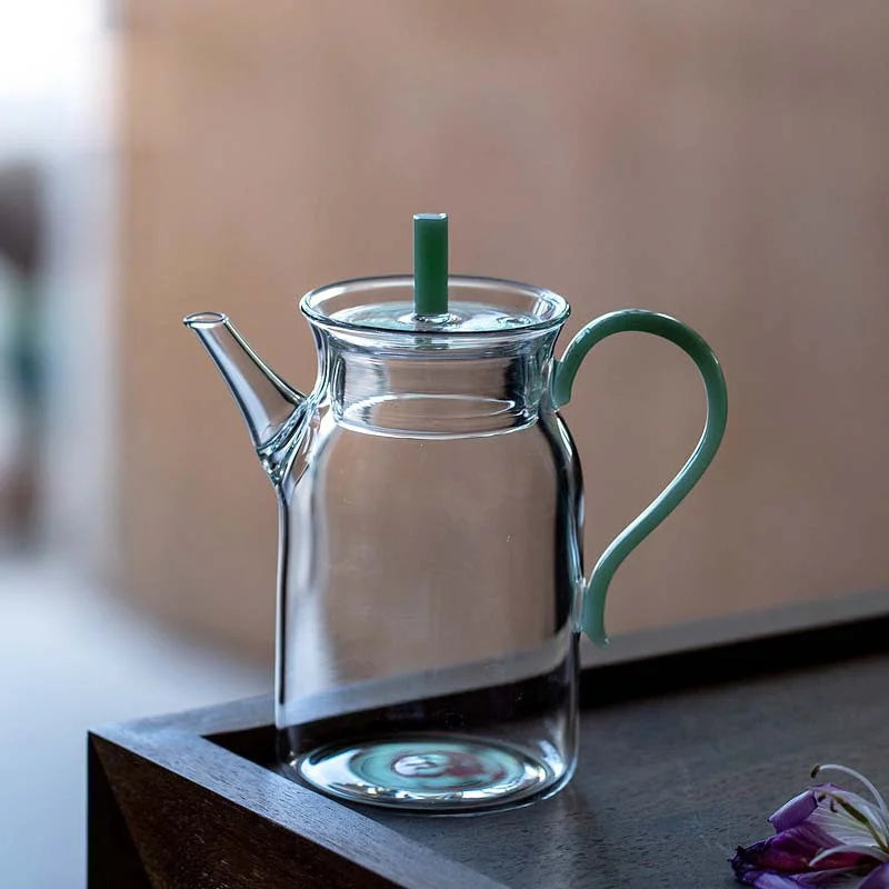 Retro Imitation Song Glass Teapot With Handle Kung Fu Tea Set Puer Kettle Bubble Tea Pot Household Teaware