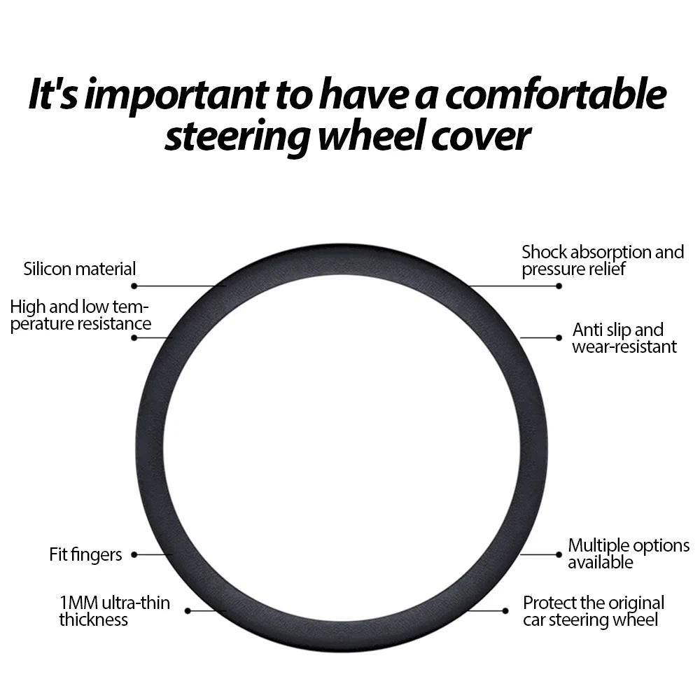 Universal Silicone Car Steering Wheel Cover Anti Slip 32CM 40CM