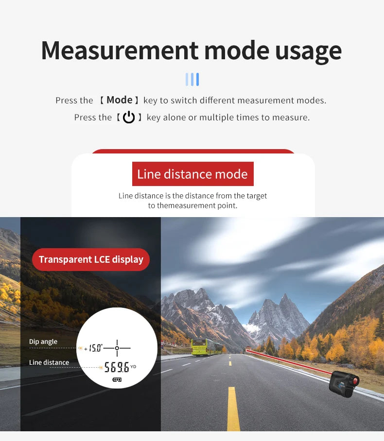 6X Laser Rangefinder 1000m With Slope Compensation Flag Lock And Speed Mode