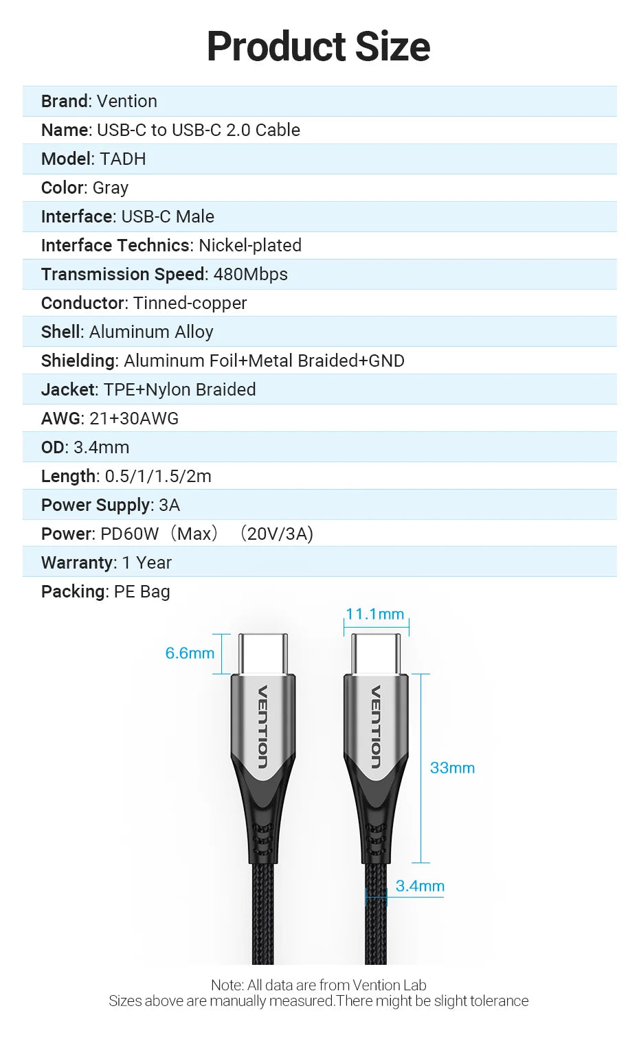 USB Type C To USB C Cable PD60W Fast Charging Cable USB C Cable for iPhone 16 15 Quick charge Cables 3A C Wire Data Sync