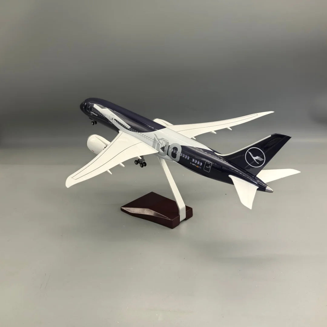 43CM Lufthansa B787 Collectible Airplane Model with Lights