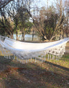 Macrame  Double Hammock Bohemian Woven Fringe Tassels Canvas Large Hanging Swing Bed Chair for Beach Yard Bedroom Patio Porch