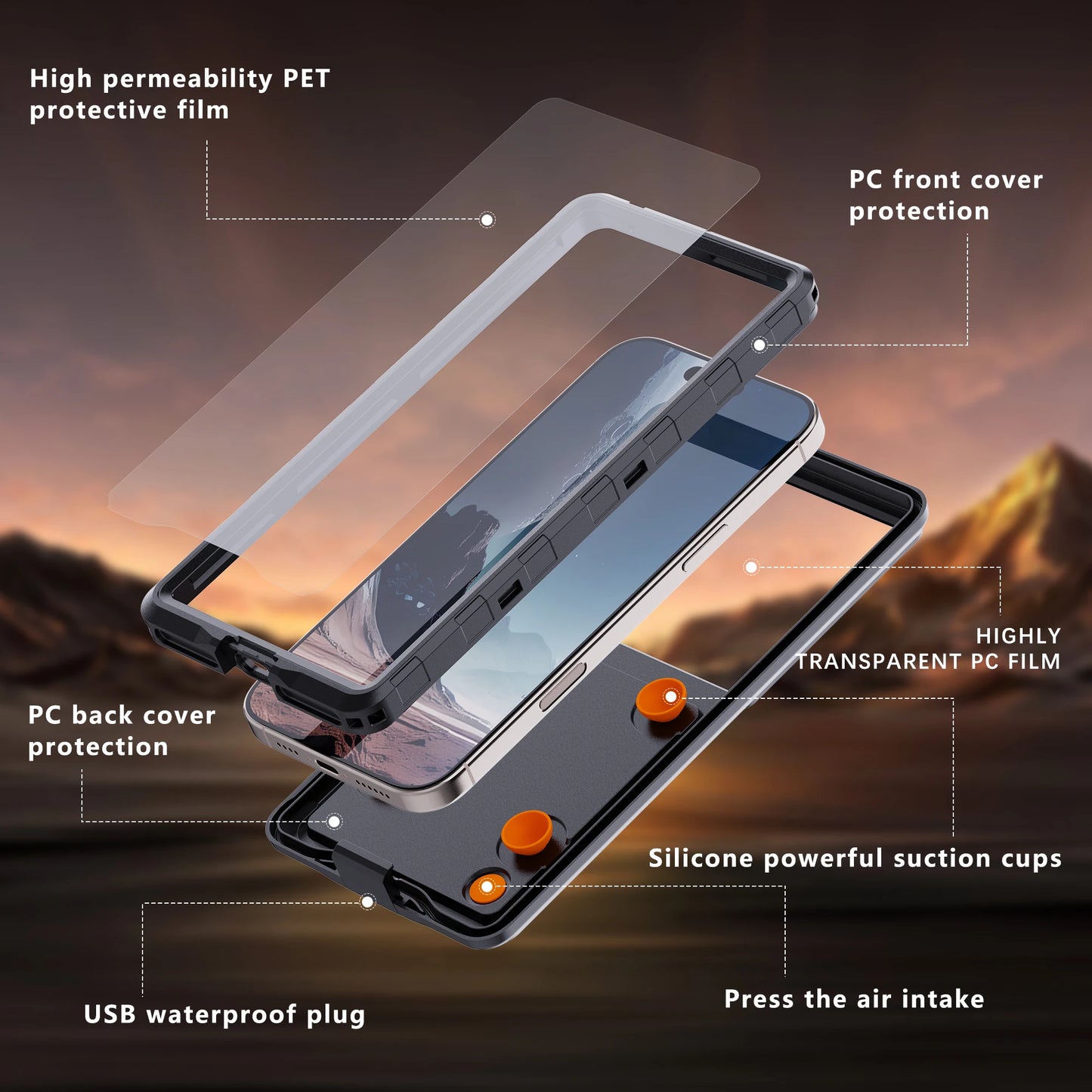 Waterproof Phone Case for 6.9' Devices Transparent Universal Touch Screen Underwater Dust And Drop Protection IP68 New