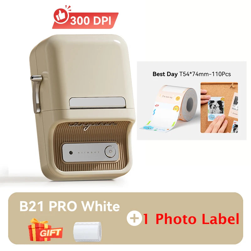 B21 / B21 Pro Thermal Label Printer, Bluetooth Wireless Sticker Maker 20–50mm, Portable Inkless Barcode Label Printer for Office & Retail