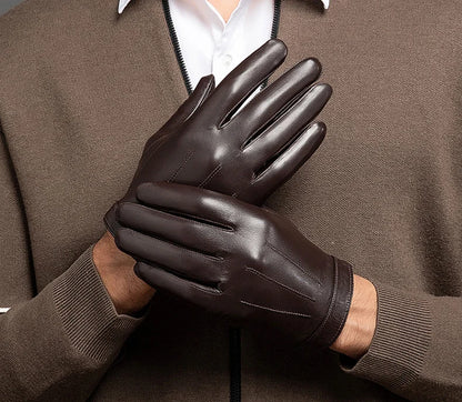 Spring Gloves Men Real Leather Gloves Touch Screen Black Real Sheepskin Thin Warm Driving Gloves