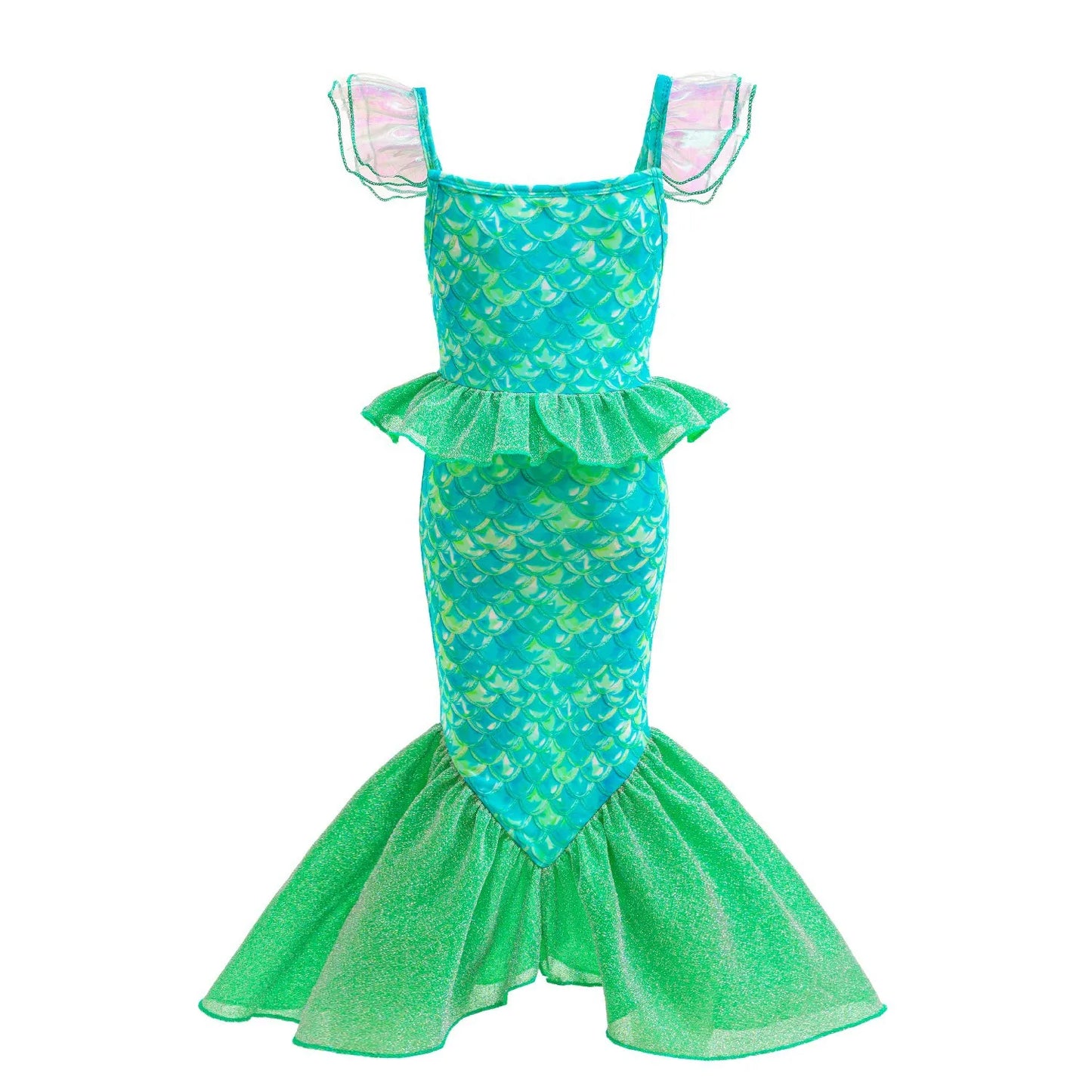 Ariel Mermaid Dress Gown Fashionable Princess Roleplay Costume for Girls