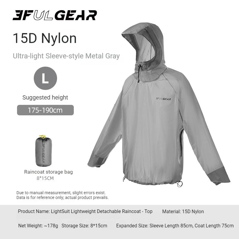 Lightweight Waterproof Hiking Rain Jacket and Pants Set with Hood