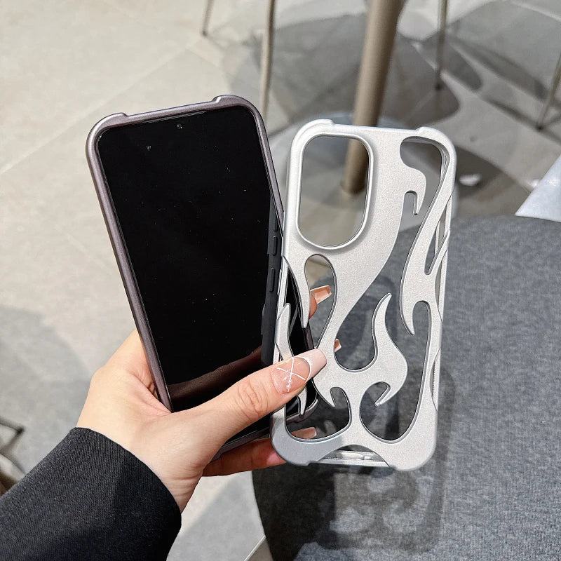 Plating Solid Color Matte Hollow Out Heat Dissipation Phone Case For Samsung S24 Ultra S23 Ultra Cover