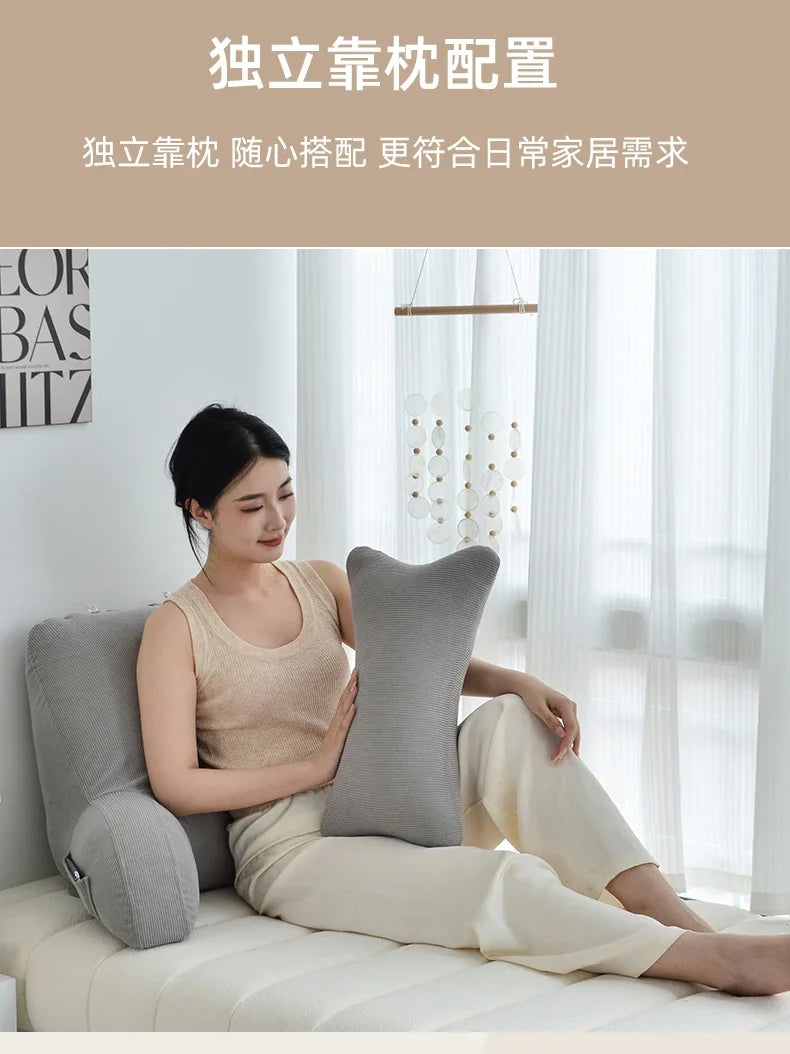 Reading Pillow Dark Grey Backrest with Arms Ultra-Comfy Removable Microplush Cover & Detachable Neck Roll
