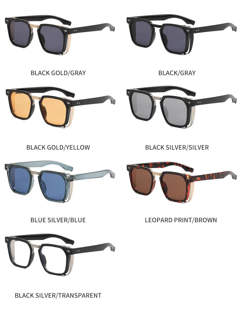 Vintage Square Punk Sunglasses With UV400 Protection
