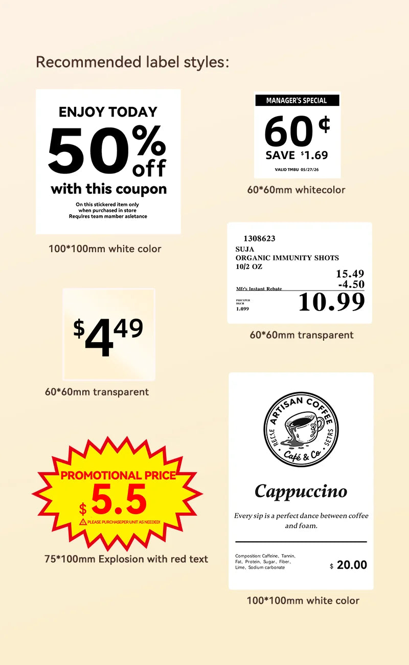 B4 Thermal Label Printer 110mm, Bluetooth Wireless Wide Label Maker, Inkless Barcode & Shipping Label Printer