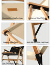 Outdoor Chair Camping Folding Portable Backrest Chair Camping Leisure Faux Wood Armrest Fishing Garden Chair