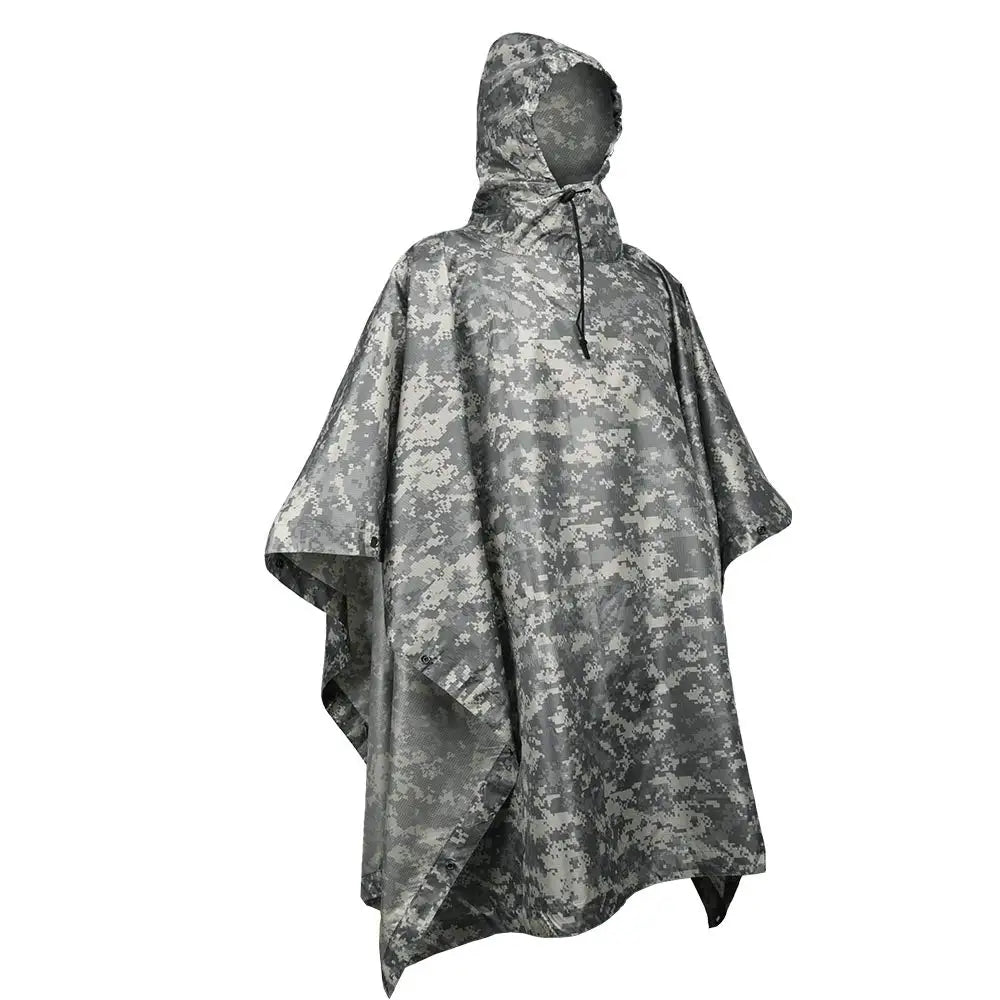 Camouflage Waterproof Folding Rain Poncho with Storage Bag for Adults