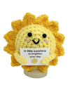 3 Pcs Funny Positive Crochet Sunshine Doll Desktop Ornament Handmade Cheer Emotional Support Positive Sun with Card Home Party Decor
