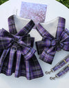 Dog Dress Harnesses with Leash Set Plaid Puppy Girl Skirt Doggy Dresses with Leash Ring Doggie Clothes for Small Medium Dogs