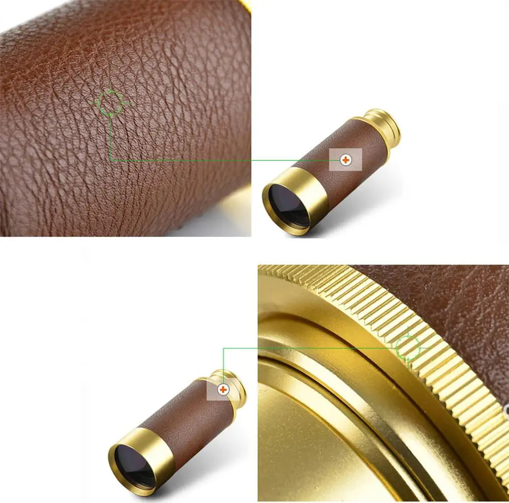 Vintage Pirate Style Monocular Telescope 25x30 Zoomable Pocket Mini Spyglass for Travel Hunting Games Watching Brass Collapsible