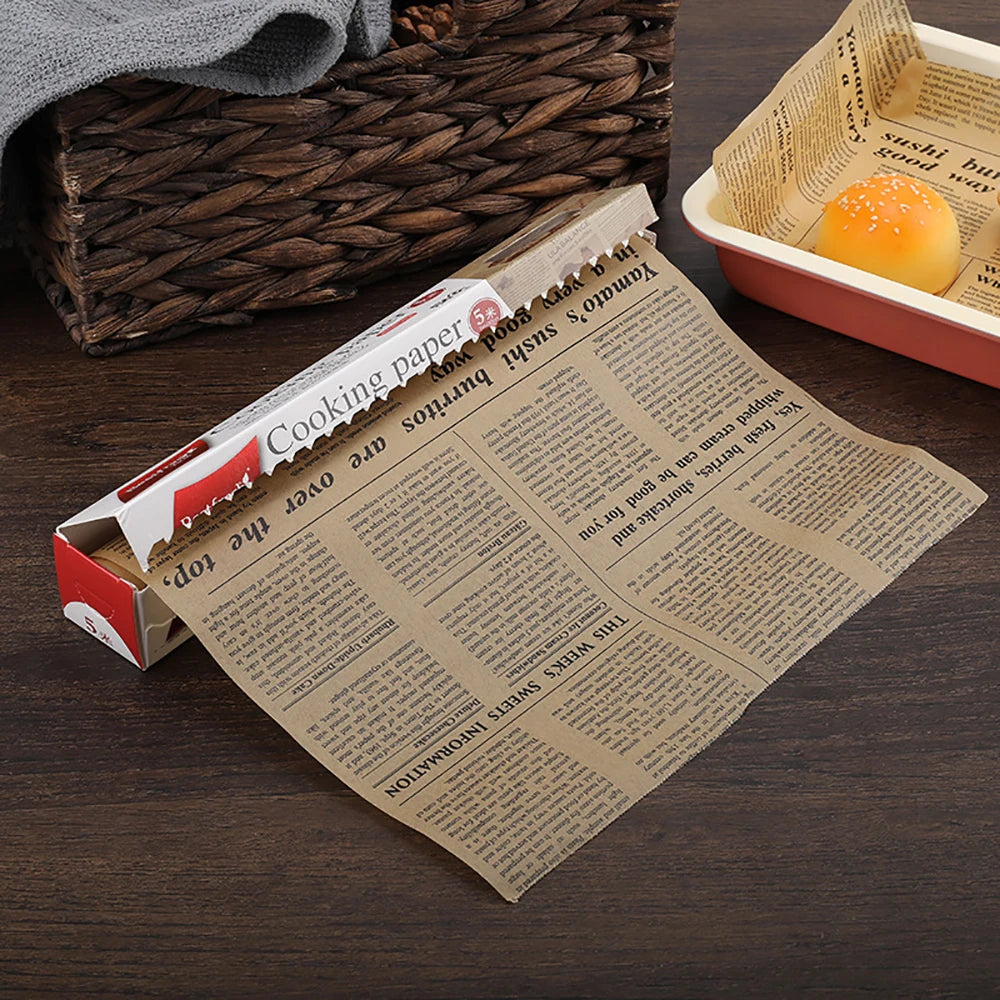 Retro English Newspaper Food Grade Grease Paper Bread Sandwich Burger Fries Wrappers Cookie  Food Accessories for Baking Kitchen