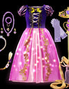 Rapunzel Princess Dress Costume LED Light Up Roleplay Disguise Fancy Kids Halloween Birthday Costume