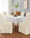1PC Seersucker Chair Cover with Skirt Stretch Wedding Chairs Covers Dining Room Universal Size Seat Slipcovers for Banquet Party