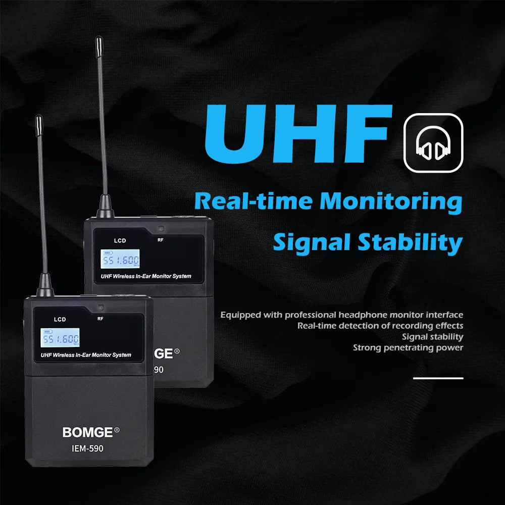 Professional UHF Wireless In Ear Monitor System Rack Mount Stereo Audio Monitoring Kit